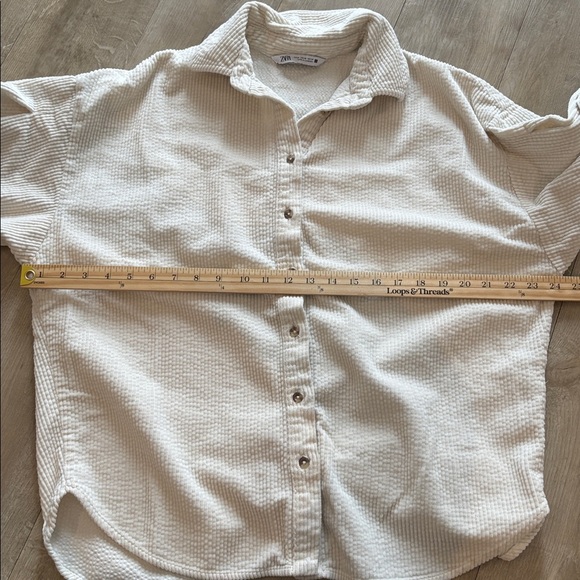 Zara Button Down Shacket Over Sized Shirt XS Collared Ribbed - Picture 4 of 6